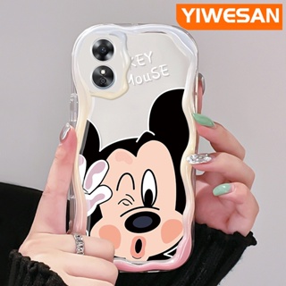 เคสโทรศัพท์มือถือ ซิลิโคนนิ่ม แบบใส ลายการ์ตูนมิกกี้เมาส์ สีครีม สําหรับ OPPO A17 A17K