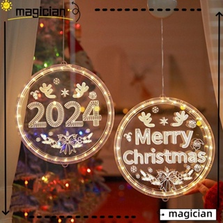 Mag สายไฟ Led อะคริลิค ทรงกลม ลาย Merry Christmas 2024 สําหรับตกแต่งปาร์ตี้คริสต์มาส