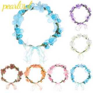 Pearl01 มงกุฎดอกไม้ ที่คาดผม มงกุฎ แฮนด์เมด เครื่องประดับผม พวงหรีดชายหาด งานแต่งงาน พวงมาลัย