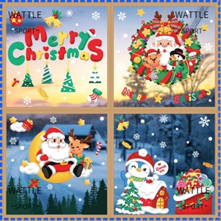 Wattle สติกเกอร์ ลายการ์ตูน Merry Christmas Year สําหรับติดตกแต่งหน้าต่างบ้าน 2024