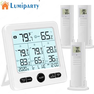 Lumiparty เครื่องวัดอุณหภูมิความชื้นไร้สาย หน้าจอขนาดใหญ่ ความแม่นยําสูง สําหรับในร่ม และกลางแจ้ง