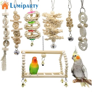 Lumiparty ของเล่นไม้ธรรมชาติ พร้อมกระดิ่ง สําหรับสัตว์เลี้ยง นกแก้ว