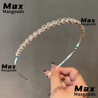 Maxg ที่คาดผม มงกุฎคริสตัล เพชรเทียม สีทอง สีเงิน เรียบง่าย เครื่องประดับผม สําหรับผู้หญิง