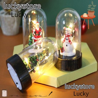 Lucky โคมไฟ Led พลาสติก รูปซานตาคลอส สโนว์แมน 3 สี ใช้แบตเตอรี่ สําหรับตกแต่งคริสต์มาส