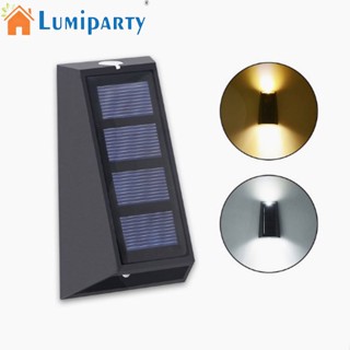 Lumiparty โคมไฟติดผนัง Led พลังงานแสงอาทิตย์ กันน้ํา Ip65 เปลี่ยนสีได้ 7 สี สําหรับติดบันได รั้ว กลางแจ้ง 2 ชิ้น