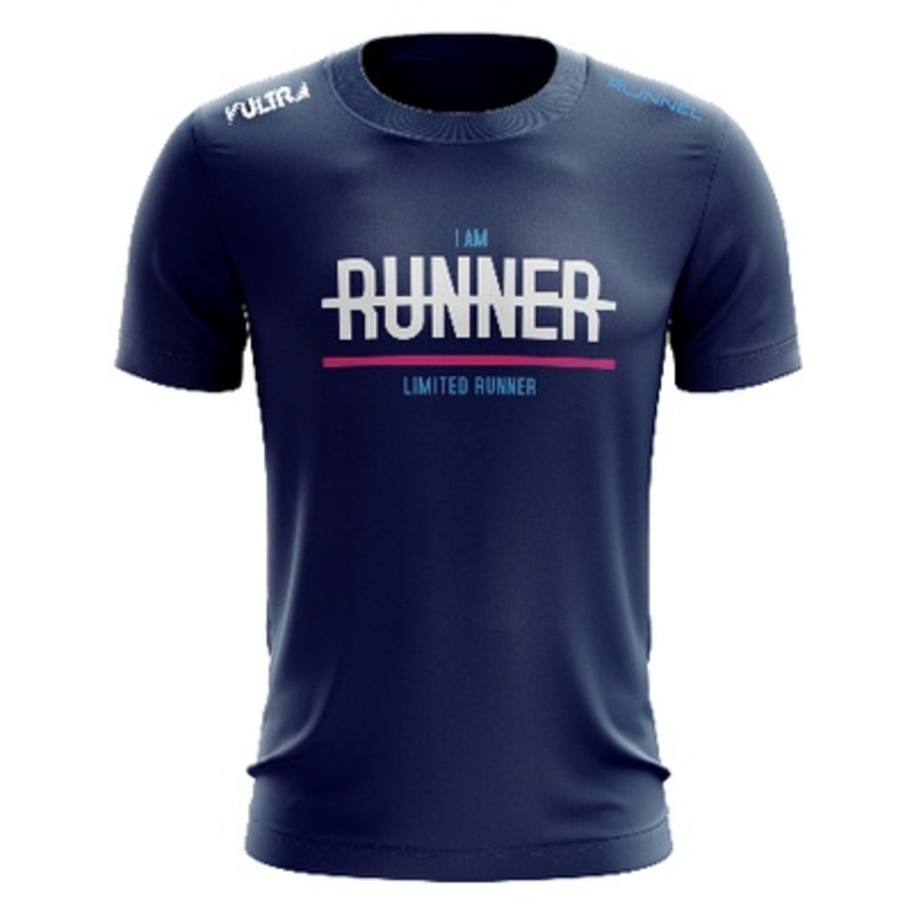 เสื้อยืด พิมพ์ลาย I AM RUNNER Run Running Event Kain Ultron สีน้ําเงินเข้ม สําหรับเดินป่ากลางแจ้ง
