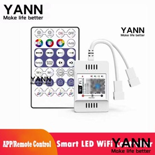 Yann1 เครื่องหรี่ไฟ DC5-24V 2048 พิกเซล LED WiFi พร้อมรีโมตควบคุมด้วยเสียง 28 คีย์ 144W APP สําหรับแถบไฟ WS2812B WS281 SM16703