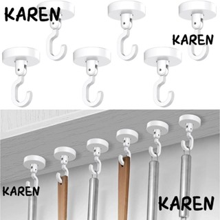 Karen ตะขอแขวนเพดาน พลาสติก สีขาว รับน้ําหนักได้มาก 6 ชิ้น