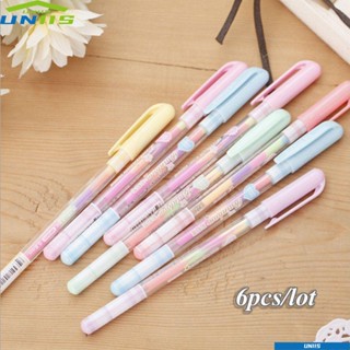 Uniis 6 In 1 ปากกามาร์กเกอร์ สีพาสเทล หลากสี 6 ชิ้น