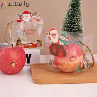 Buttterfly ถุงของขวัญคริสต์มาส แบบใส พร้อมหูหิ้ว ลายซานตาคลอส กวาง ของขวัญคริสต์มาส