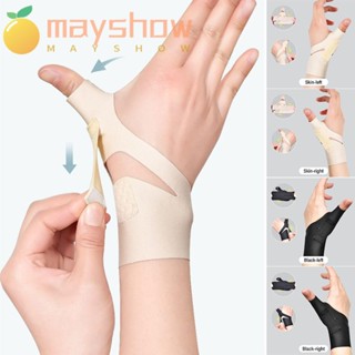 Mayshow สายรัดข้อมือ แบบยืดหยุ่น ปรับได้ บรรเทาอาการปวดนิ้วหัวแม่มือ ทนทาน สีดํา สําหรับเล่นกีฬา