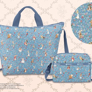 Lux Bao Peter Rabbit Co-Branded กระเป๋าสะพายไหล่ ผ้าไนล่อน ทรงโท้ท พิมพ์ลายการ์ตูน แบบพกพา สําหรับผู้หญิง U231