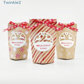 Twinkle ถุงกระดาษ ลายเกล็ดหิมะ สําหรับใส่ขนมหวาน ของขวัญคริสต์มาส 24 ชิ้น