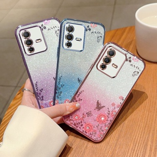 เคสโทรศัพท์ซิลิโคน TPU แบบนิ่ม ลายกลิตเตอร์ ประดับเพชรเทียม กันกระแทก หรูหรา สําหรับ Vivo S12 V23 5G