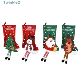 Twinkle จี้ถุงเท้า ลายซานตาคลอส กวางเอลก์ สโนว์แมน สําหรับตกแต่งต้นคริสต์มาส