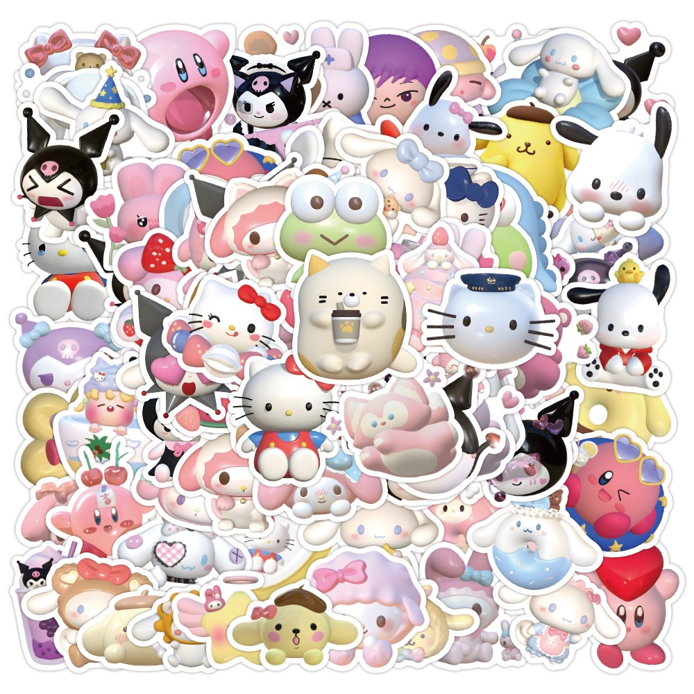 สติกเกอร์ ลายการ์ตูน Sanrio Hello Kitty Mymelody Kuromi 3D กันน้ํา สําหรับติดตกแต่งหมวกกันน็อค จักรยาน 120 60 ชิ้น