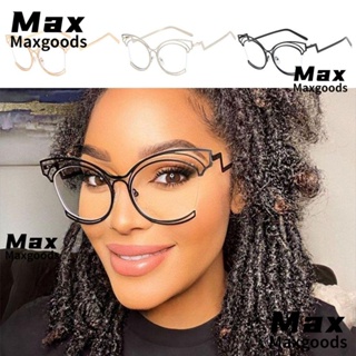 Maxg แว่นตาป้องกันแสงสีฟ้า, แว่นตากรอบโลหะกลวง ไม่สม่ําเสมอ, แว่นตาป้องกันแสงสีฟ้า อินเทรนด์ สําหรับผู้หญิงและผู้ชาย