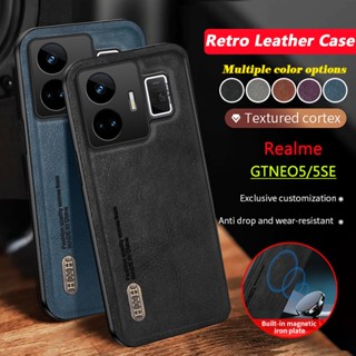 เคสโทรศัพท์มือถือหนัง ซิลิโคนนิ่ม ขอบด้านหลัง สไตล์เรโทร สําหรับ Realme GT NEO 5 SE GTNEO5 RealmeGTNOE5 GTNEO5SE GT3