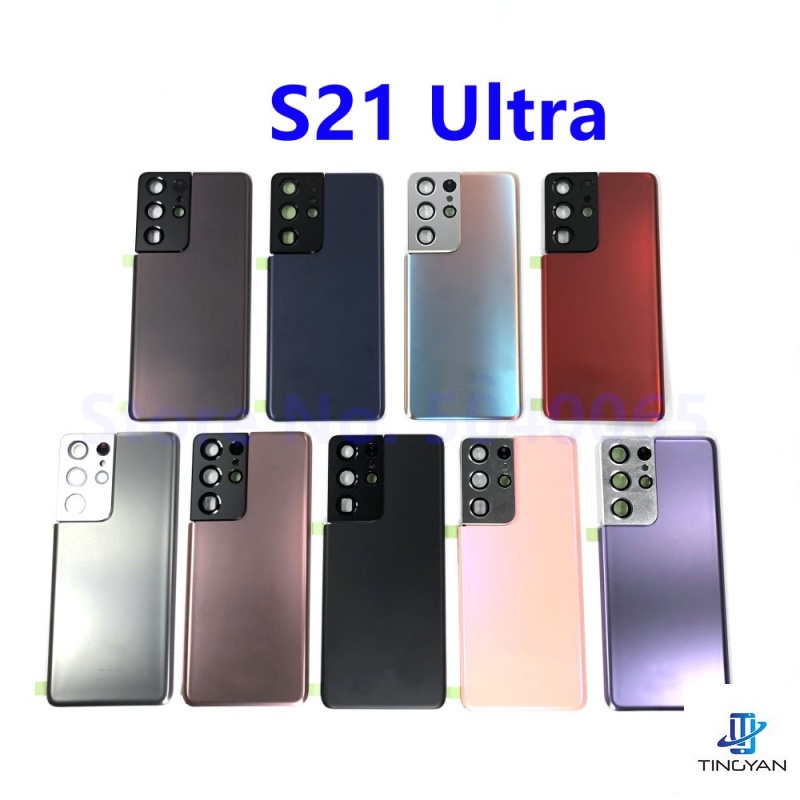 สําหรับ SAMSUNG Galaxy S21 Ultra 5G G998F G998B G998F/DS แบตเตอรี่ปกหลังประตูกล้องกระจกเลนส์กรอบ S21