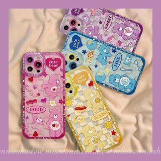 เคสโทรศัพท์มือถือคู่รัก แบบนิ่ม ลายหมีน่ารัก สีรุ้ง สําหรับ iPhone 11 12 13 14 Pro MAX 7 8Plus XR 8 7 6 6S Plus X XS MAX SE 2020