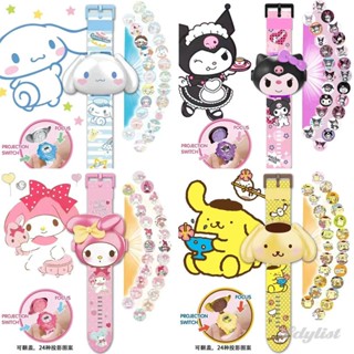 ✿ Sanrio Projectionนาฬิกาอิเล็กทรอนิกส์ 24 ภาพนาฬิกาฉายภาพKuromi My Melody Hello Kitty Animationนาฬิกาเด็กเด็กของขวัญวันเกิดของเล่น