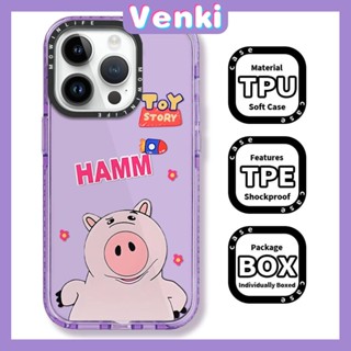 VENKI - เข้ากันได้สำหรับ เคสไอโฟน เคสไอโฟน11 เคส iphone 11 Soft Case เคสใสหนากันกระแทกกรอบป้องกันกล้องขอบสีม่วงน่ารักการ์ตูน Piggy เข้ากันได้กับ iPhone 13 12 11 PRO MAX XR XS 7 8
