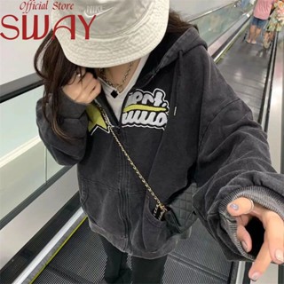 SWAY เสื้อผ้าผู้ญิง แขนยาว เสื้อฮู้ด คลุมหญิง สไตล์เกาหลี แฟชั่น A28J1C0 34Z230826