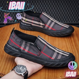 IBAII.  รองเท้าโลฟเฟอร์ระบายอากาศสไตล์เกาหลีสลิปลำลองบนรองเท้าผ้าใบผู้ชาย