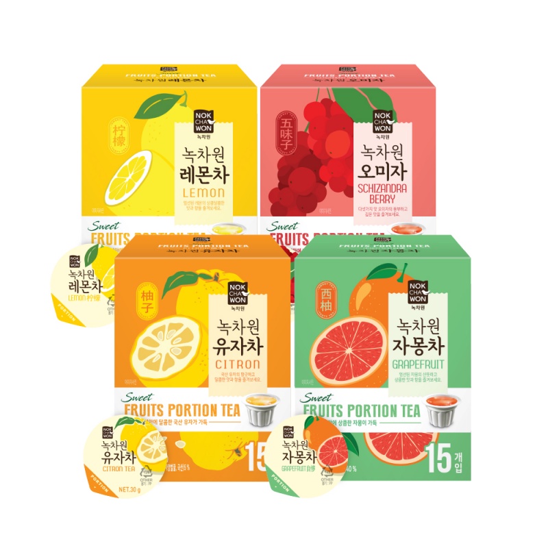 NOKCHAWON  Liquid Tea 15 Potions 4 types / Lemon, Grapefruit, Citron, Schizandra Berry(Omija)