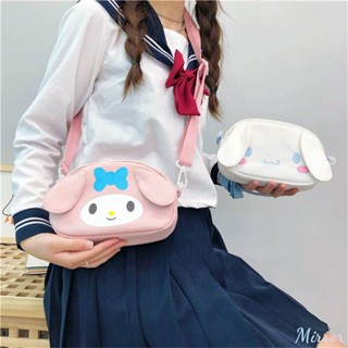 Kawaii Sanrio โพลีเอสเตอร์ Cinnamoroll Melody Kuromi ผู้หญิง Tote กระเป๋าถือไหล่แฟชั่น Messenger หญิงกระเป๋า Xmas ของขวัญ M