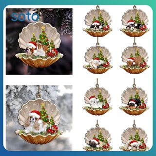 ♫ คริสต์มาสลูกสุนัขสุนัข SHELL แขวนจี้อะคริลิค Xmas Tree DROP เครื่องประดับ Merry Christmas Home Decor Happy New Year