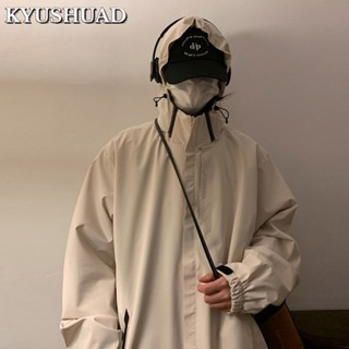 KYUSHUAD ฟังก์ชั่นลมครึ่งคอสูงเครื่องมือ windproof กันน้ำชุดปีนเขาเสื้อแจ็คเก็ตผู้ชาย