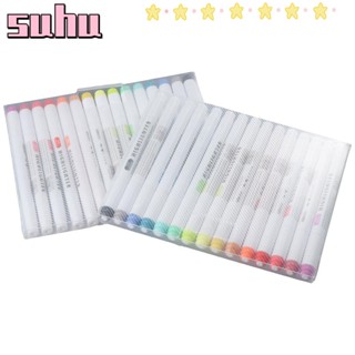 Suhuhd ปากกามาร์กเกอร์ แบบสองหัว เรืองแสง พลาสติกพาสเทล 15 สี สําหรับสํานักงาน