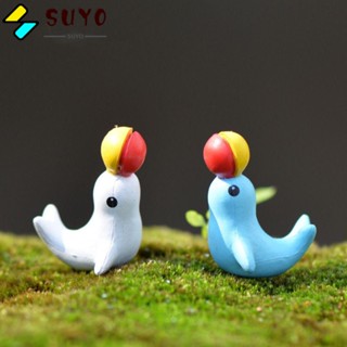 Suyo ฟิกเกอร์ปลาโลมา พลาสติก เรซิน สีฟ้า สีขาว ขนาดเล็ก DIY สําหรับตกแต่งกระถางต้นไม้ 12 ชิ้น