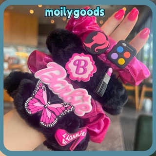 Moilyhd ตุ๊กตาบาร์บี้ Scrunchie, เครื่องประดับผม ยางรัดผม ยืดหยุ่น, สีพื้น แฟชั่น หางม้า เชือกผม ผู้หญิง