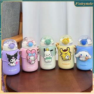 ❀ 570ML Kawaii Sanrio Thermos Cup My Melody Pochacco ถ้วยเก็บความเย็นสแตนเลสพร้อมฟางการ์ตูน 3D ตุ๊กตาขวดน้ำเก็บความร้อน