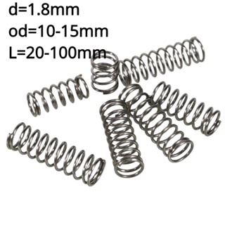 【KZS】SUS304 สายสปริงบีบอัด เส้นผ่านศูนย์กลาง 1.8 มม. และเส้นผ่านศูนย์กลางภายนอก 10-15 มม. สปริงส่งคืนมีความแข็งแรงสูงและความต้านทานความเมื่อยล้า