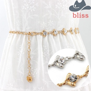 Bliss เข็มขัดคาดเอว ประดับคริสตัล พลอยเทียม สไตล์เกาหลี แฟชั่นสําหรับผู้หญิง