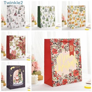 Twinkle ถุงของขวัญคริสต์มาส ลายซานตาคลอส พร้อมหูหิ้ว สําหรับใส่ขนมคุกกี้ ตกแต่งปาร์ตี้คริสต์มาส 12 ชิ้น