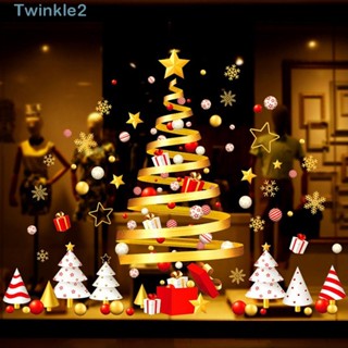 Twinkle สติกเกอร์ ลายคริสต์มาส เกล็ดหิมะ ดาว ลอกออกได้ สําหรับตกแต่งบ้าน