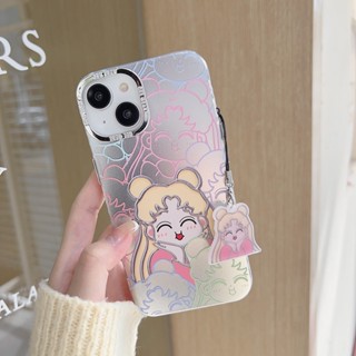 เคสโทรศัพท์มือถือ ชุบเงิน กันกระแทก ลายการ์ตูนเซเลอร์มูน พร้อมสายคล้อง สําหรับ Apple IPhone 14 13 12 11 Pro Max