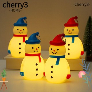 Cherry3 โคมไฟกลางคืน LED พลาสติก ลายการ์ตูนสโนว์แมน สีแดง เรืองแสง สีฟ้า สําหรับเด็ก