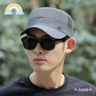 June หมวกทหาร ผู้ชาย ปรับได้ ระบายอากาศ หมวกคาเด็ต