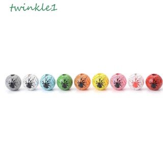 Twinkle1 ลูกปัดไม้ รูปแมงมุม มีรู หลากสี สําหรับทําเครื่องประดับ สร้อยข้อมือ 20 ชิ้น ต่อล็อต