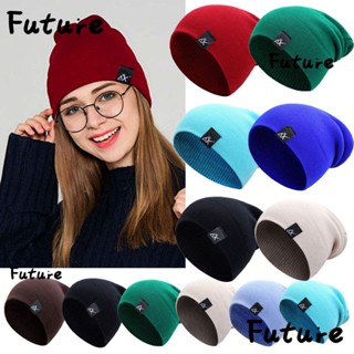 Future หมวกบีนนี่ลําลอง ผ้าถัก สีพื้น น่ารัก สําหรับผู้หญิง 10 สี