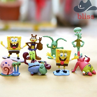 Bliss โมเดลฟิกเกอร์ รูปการ์ตูน SpongeBob Patrick Star สําหรับตกแต่งบ้าน 8 ชิ้น ต่อชุด