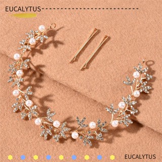 Eutus ที่คาดศีรษะ ลายดอกไม้ สีเงิน สําหรับผู้หญิง เจ้าสาว