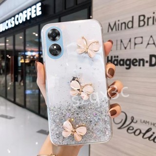 เคสโทรศัพท์ซิลิโคน TPU นิ่ม แบบใส ประดับเลื่อม กลิตเตอร์ ระยิบระยับ สีเขียว สีม่วง สีชมพู สําหรับ OPPO A58 A78 4G A57 A77S A17 A17K A77 5G OPPOA58