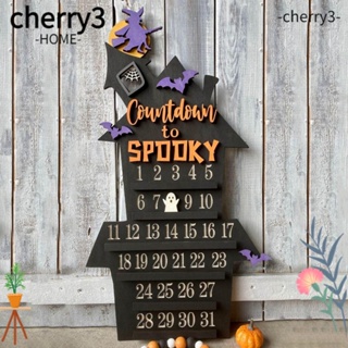 Cherry3 ปฏิทินไม้ รูปแม่มด ค้างคาว ถอดออกได้ สําหรับปาร์ตี้ฮาโลวีน