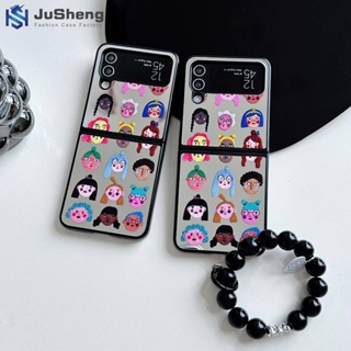 Jusheng เคสโทรศัพท์มือถือแบบกระจก สไตล์ยุโรป อเมริกา แฟชั่น สําหรับ Samsung Z Flip5 Z Flip4 Z Flip3